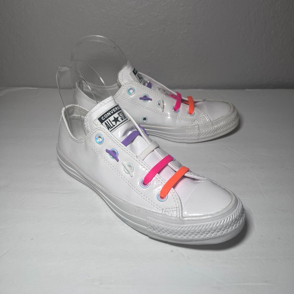 Converse Chuck Taylor All Star White Low Top Sneakers Colorful Laces